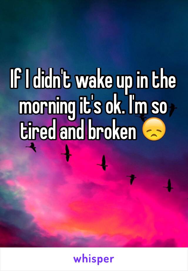 If I didn't wake up in the morning it's ok. I'm so tired and broken 😞