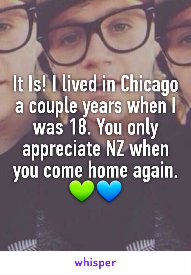 It Is! I lived in Chicago a couple years when I was 18. You only appreciate NZ when you come home again. 💚💙