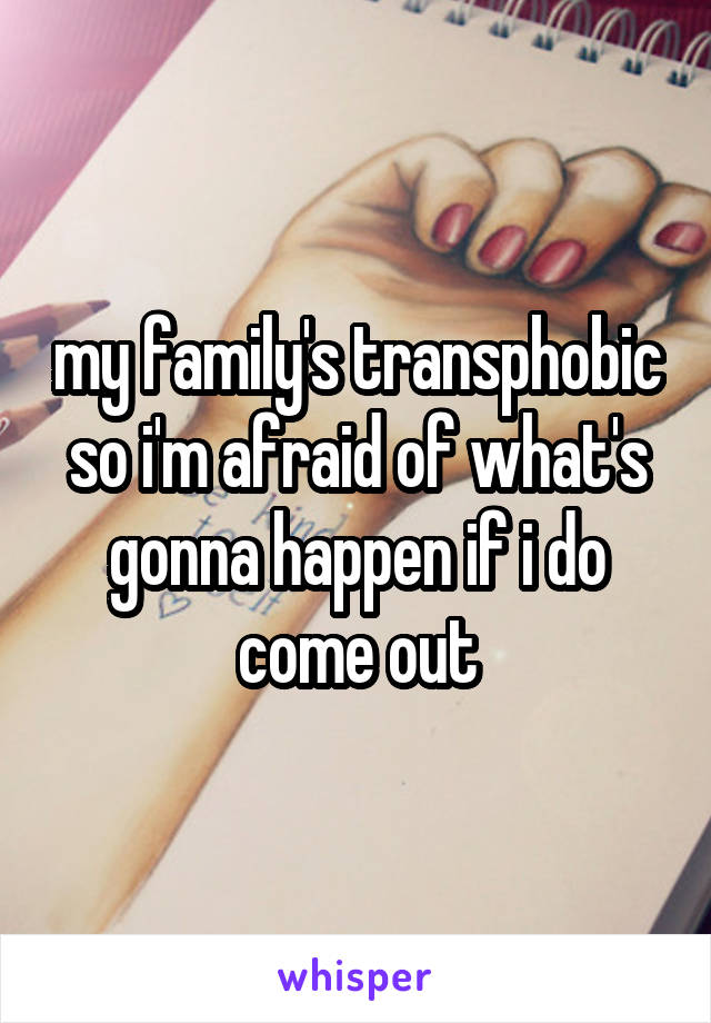 my family's transphobic so i'm afraid of what's gonna happen if i do come out