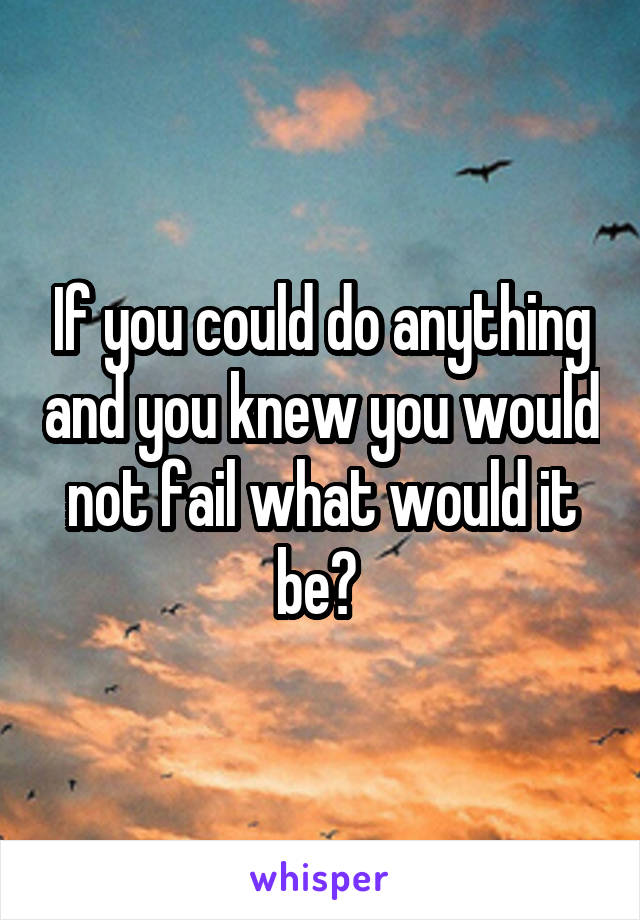 If you could do anything and you knew you would not fail what would it be? 