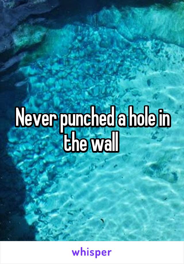 Never punched a hole in the wall 