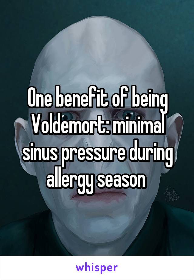 One benefit of being Voldemort: minimal sinus pressure during allergy season 