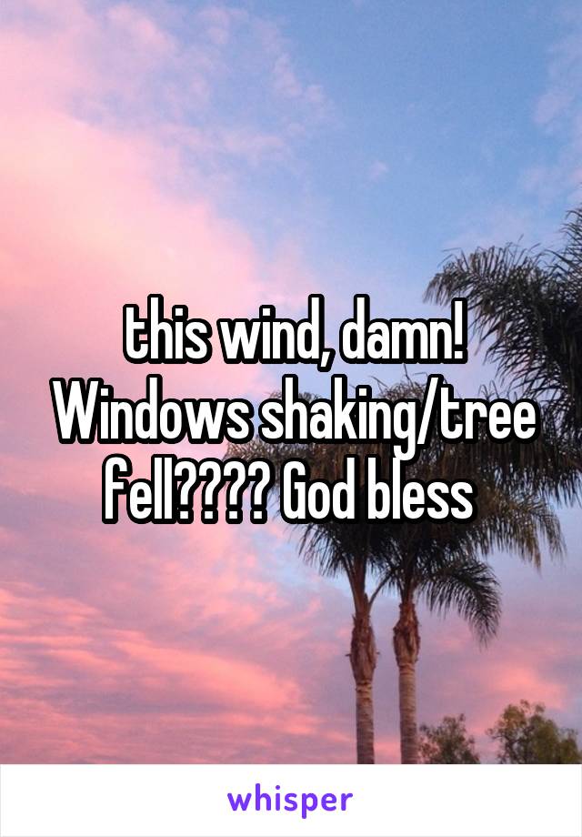 this wind, damn! Windows shaking/tree fell???? God bless 