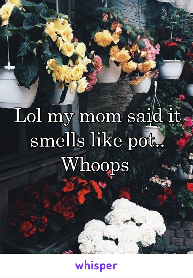 Lol my mom said it smells like pot.. Whoops 