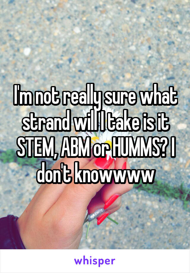 I'm not really sure what strand will I take is it STEM, ABM or HUMMS? I don't knowwww