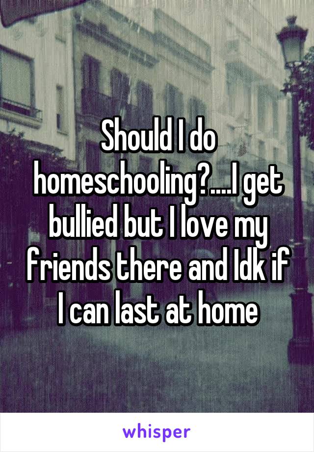 Should I do homeschooling?....I get bullied but I love my friends there and Idk if I can last at home