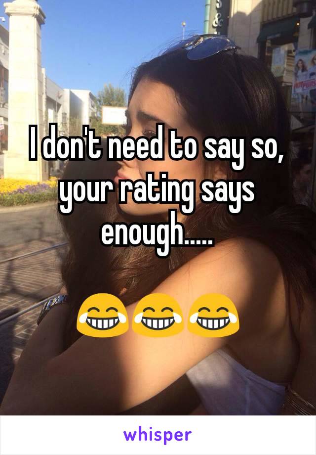 I don't need to say so, your rating says enough.....

😂😂😂