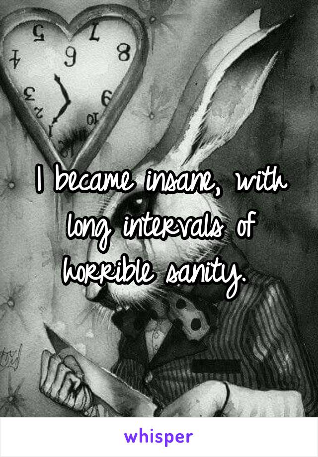 I became insane, with long intervals of horrible sanity. 