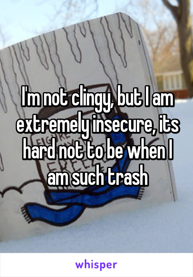 I'm not clingy, but I am extremely insecure, its hard not to be when I am such trash