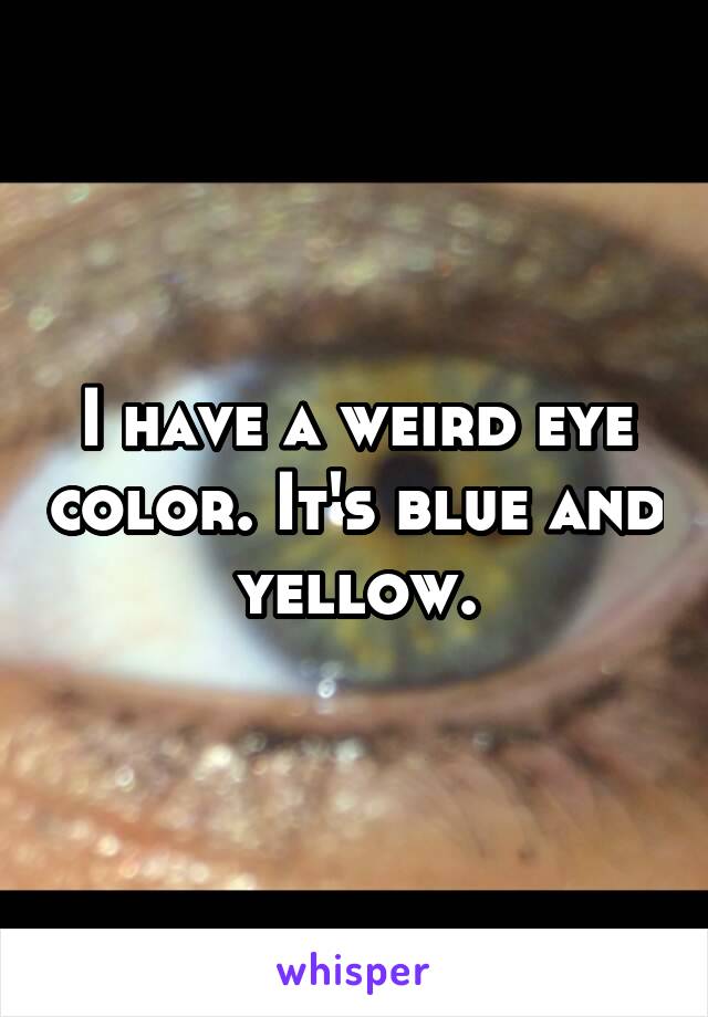 I have a weird eye color. It's blue and yellow.