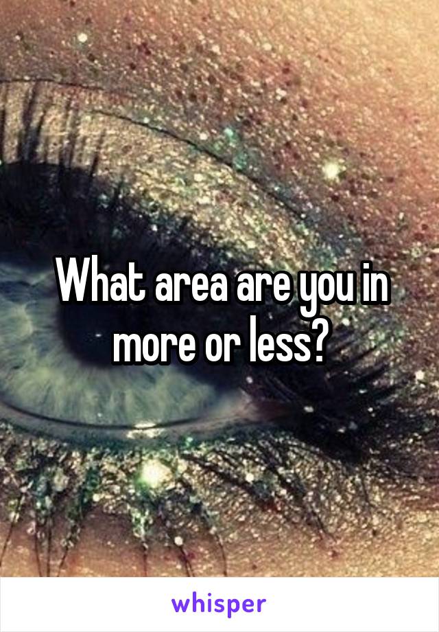 What area are you in more or less?