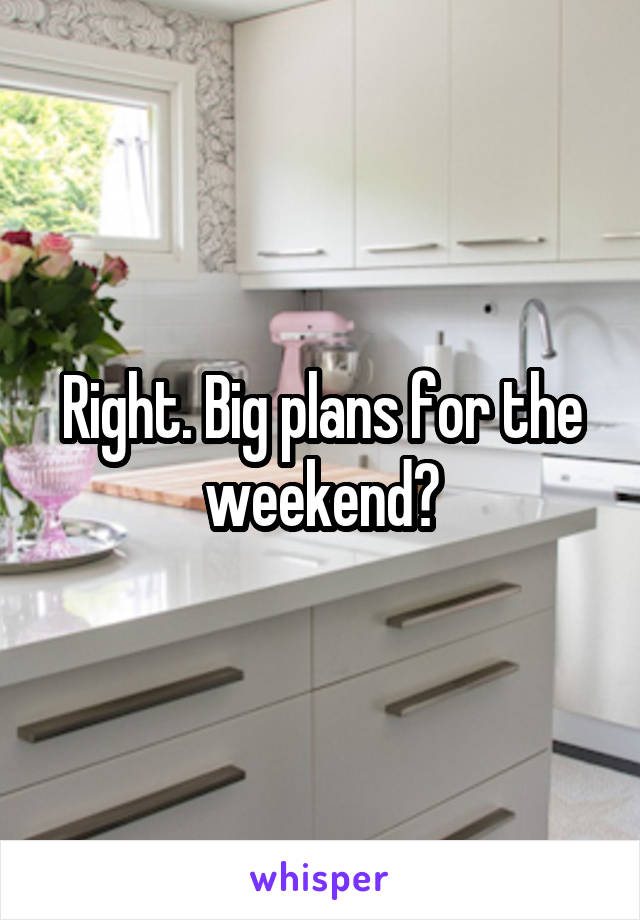 Right. Big plans for the weekend?