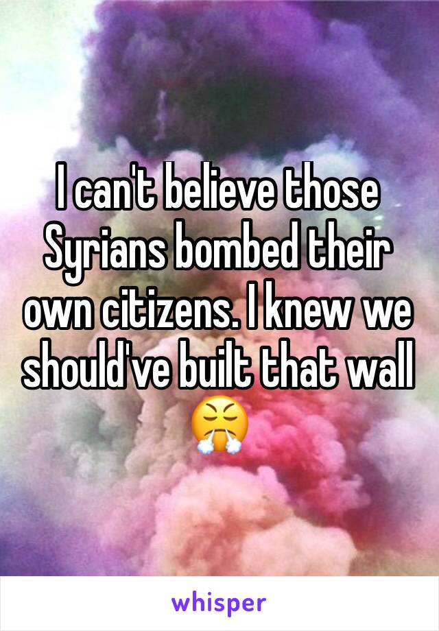 I can't believe those Syrians bombed their own citizens. I knew we should've built that wall 😤