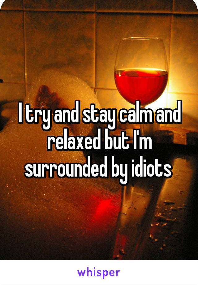 I try and stay calm and relaxed but I'm surrounded by idiots 