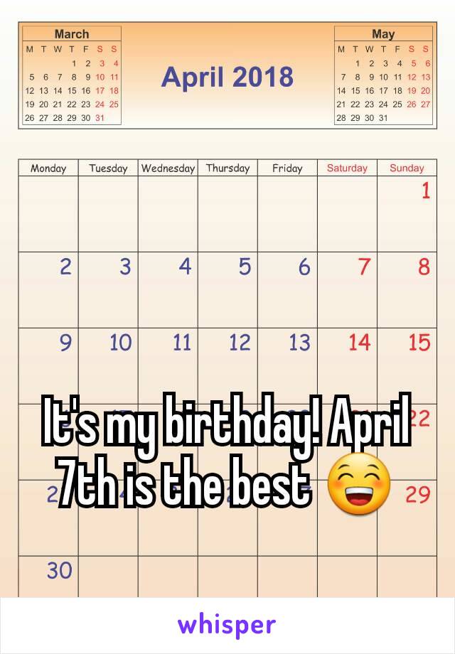 It's my birthday! April 7th is the best 😁