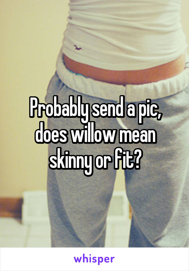 Probably send a pic, does willow mean skinny or fit?