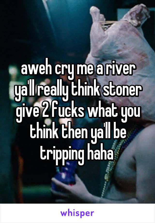 aweh cry me a river ya'll really think stoner give 2 fucks what you think then ya'll be tripping haha 