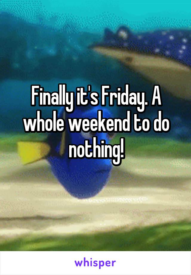 Finally it's Friday. A whole weekend to do nothing!
