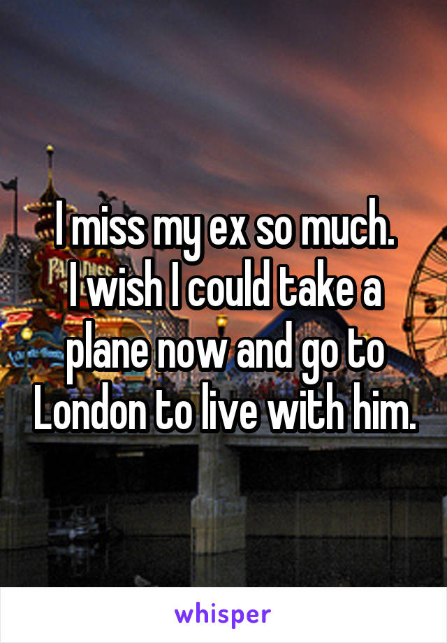 I miss my ex so much.
I wish I could take a plane now and go to London to live with him.