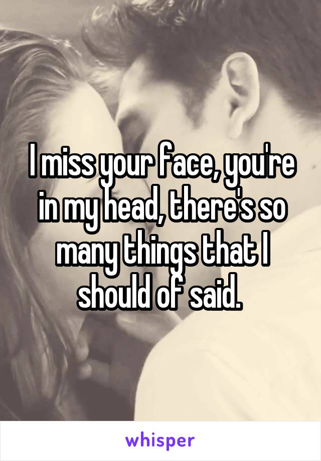 I miss your face, you're in my head, there's so many things that I should of said. 