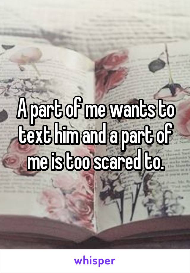 A part of me wants to text him and a part of me is too scared to.