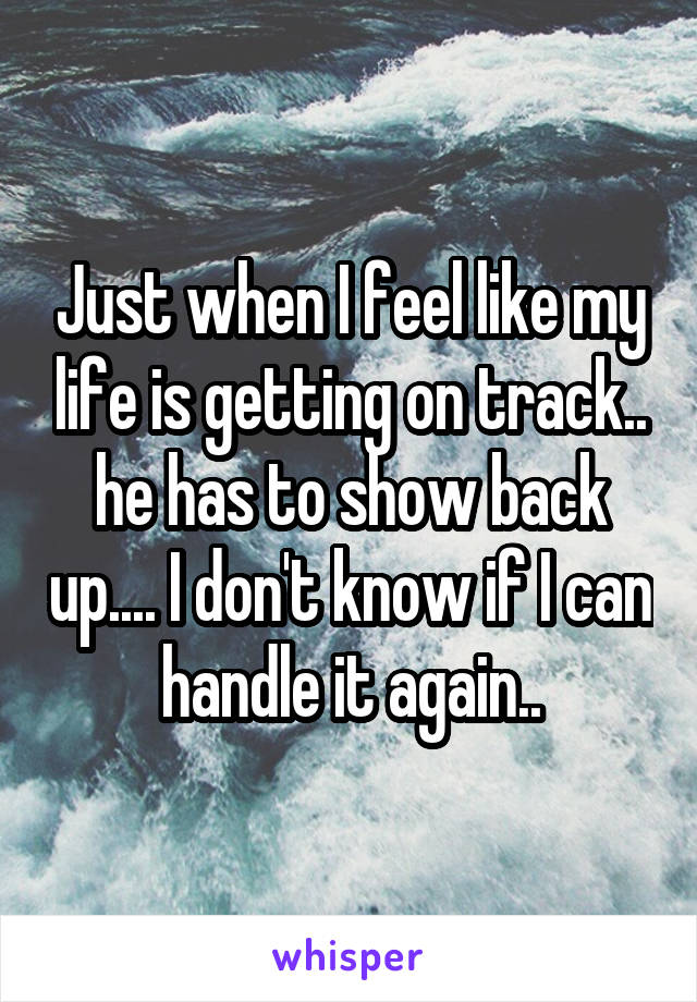 Just when I feel like my life is getting on track.. he has to show back up.... I don't know if I can handle it again..