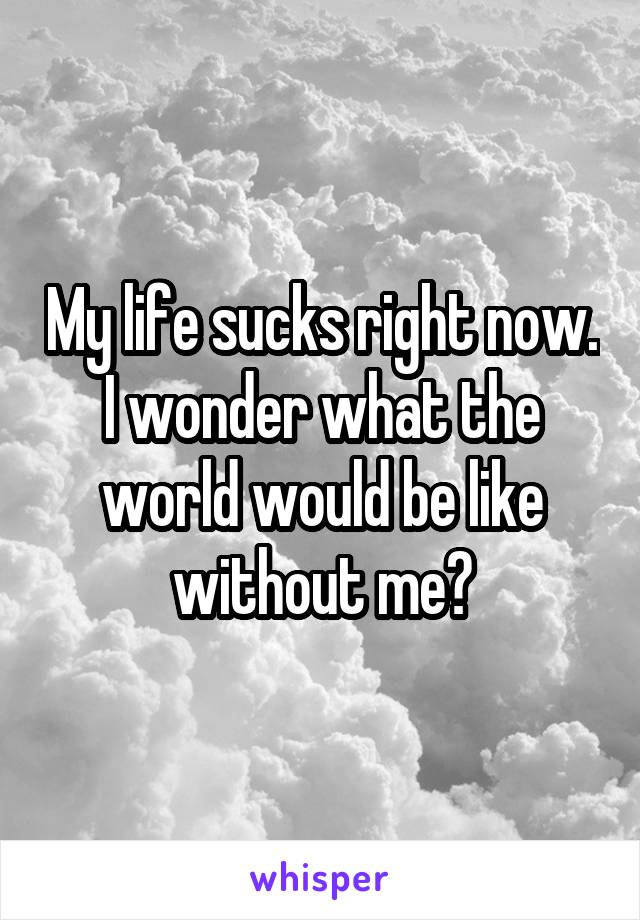 My life sucks right now. I wonder what the world would be like without me?