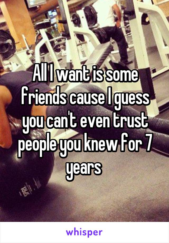 All I want is some friends cause I guess you can't even trust people you knew for 7 years 