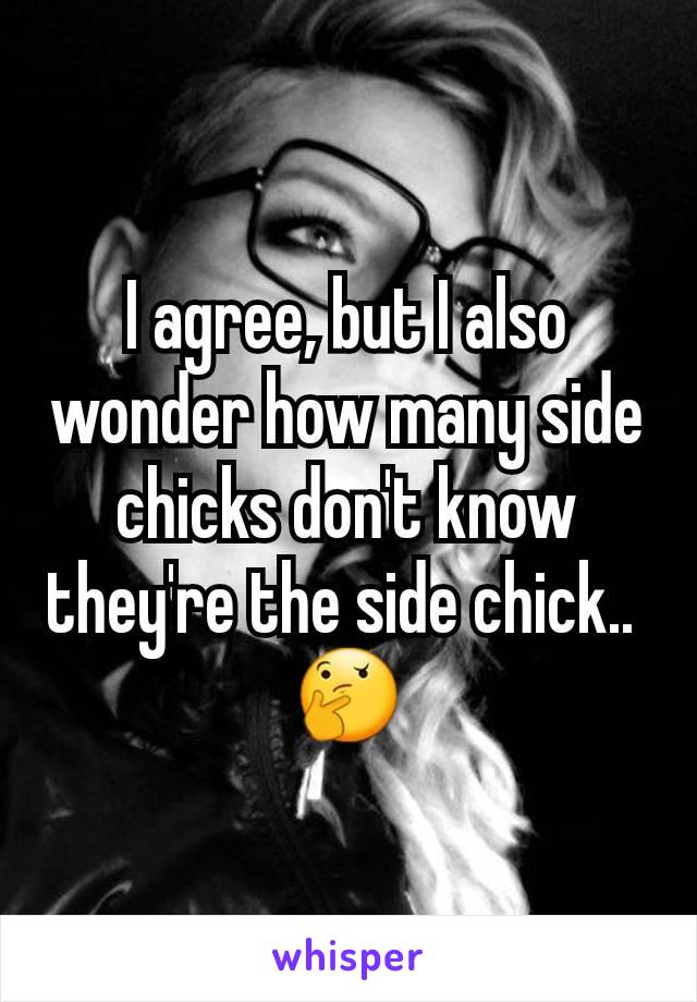 I agree, but I also wonder how many side chicks don't know they're the side chick.. 
🤔