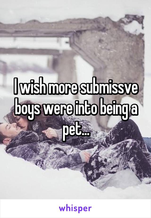 I wish more submissve boys were into being a pet...