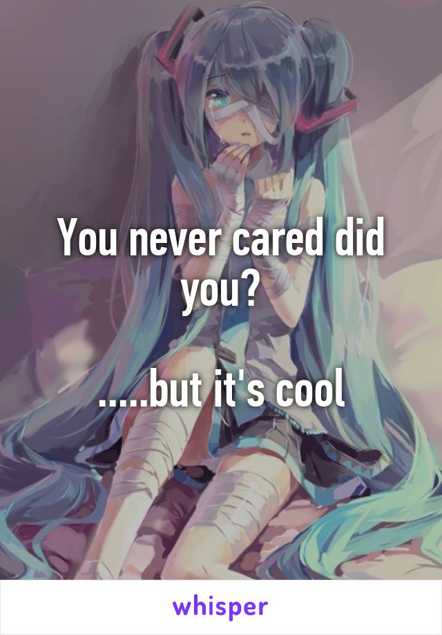 You never cared did you?

.....but it's cool