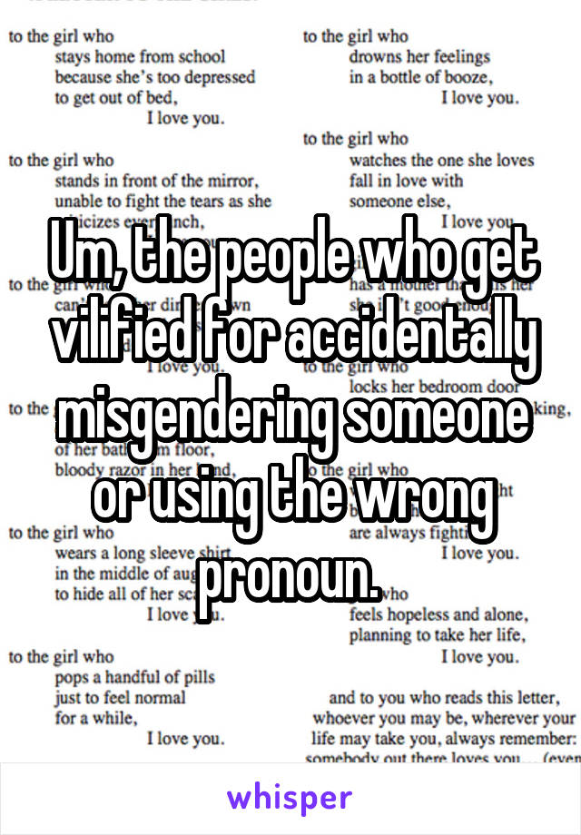 Um, the people who get vilified for accidentally misgendering someone or using the wrong pronoun. 