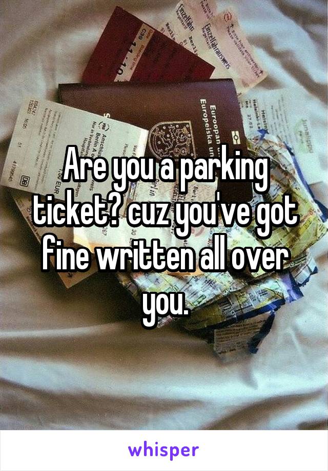 Are you a parking ticket? cuz you've got fine written all over you.