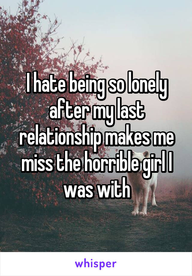 I hate being so lonely after my last relationship makes me miss the horrible girl I was with