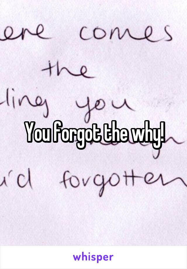 You forgot the why!