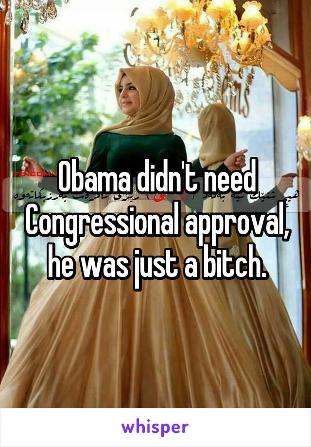 Obama didn't need Congressional approval, he was just a bitch.