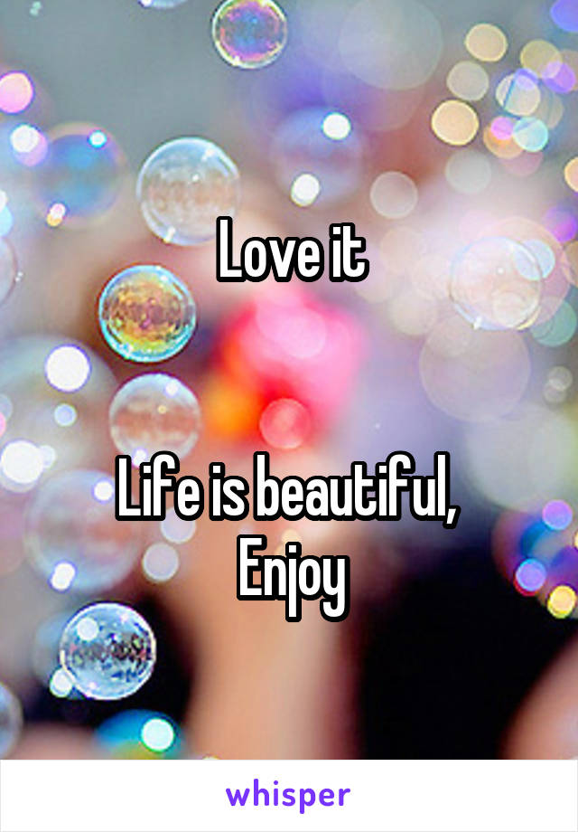 Love it


Life is beautiful, 
Enjoy