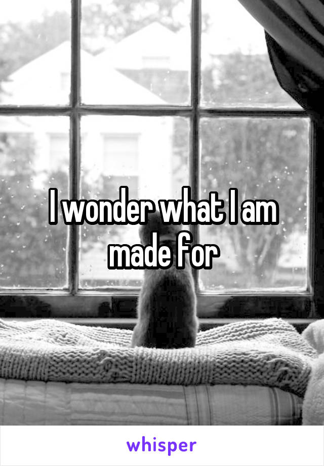 I wonder what I am made for