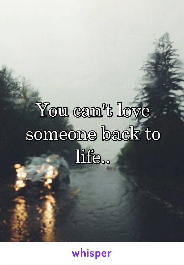You can't love someone back to life..