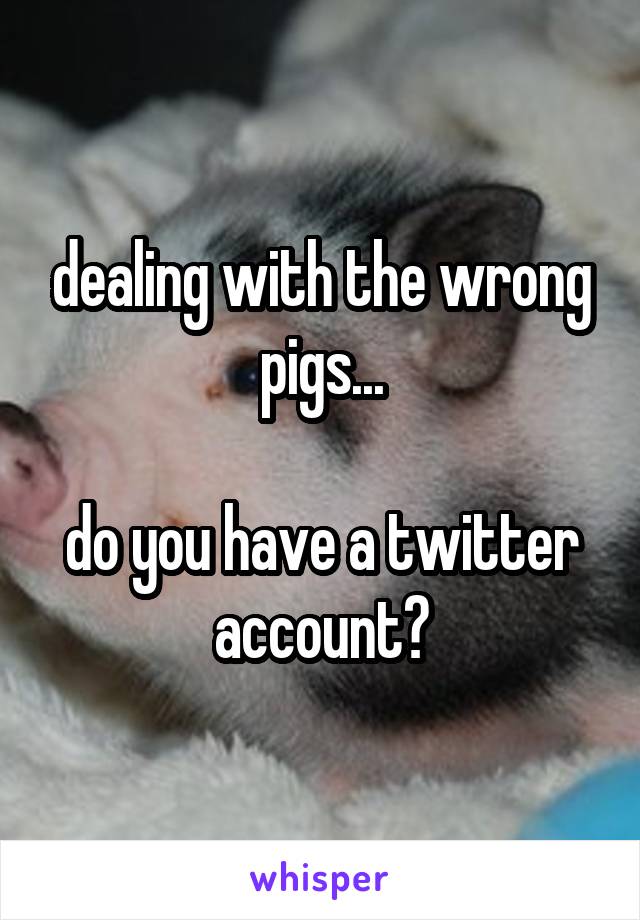 dealing with the wrong pigs...

do you have a twitter account?