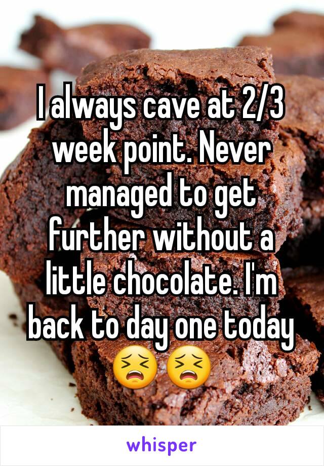 I always cave at 2/3 week point. Never managed to get further without a little chocolate. I'm back to day one today 😣😣