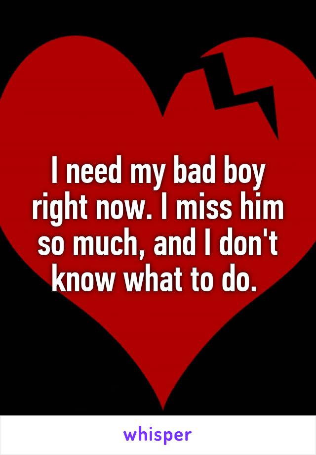 I need my bad boy right now. I miss him so much, and I don't know what to do. 