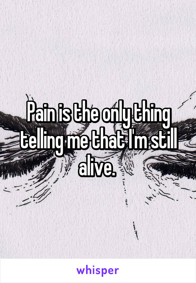 Pain is the only thing telling me that I'm still alive. 