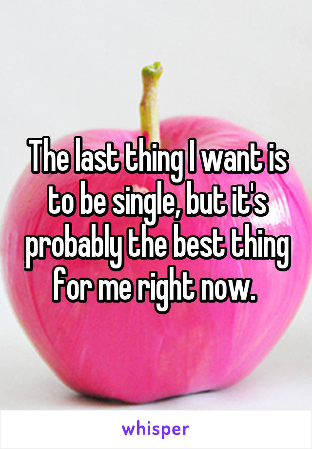 The last thing I want is to be single, but it's probably the best thing for me right now. 