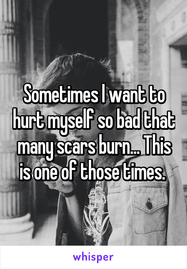 Sometimes I want to hurt myself so bad that many scars burn... This is one of those times. 