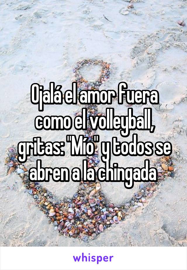 Ojalá el amor fuera como el volleyball, gritas: "Mío" y todos se abren a la chingada 