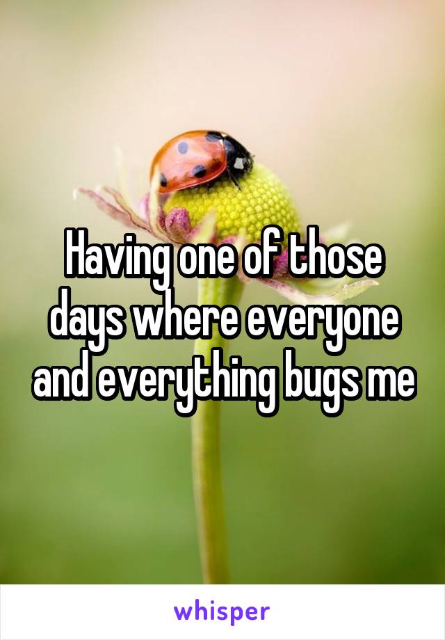 Having one of those days where everyone and everything bugs me