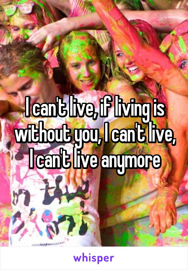 I can't live, if living is without you, I can't live, I can't live anymore