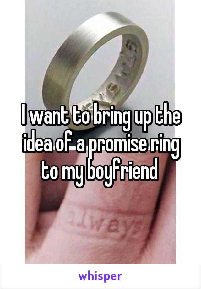 I want to bring up the idea of a promise ring to my boyfriend 