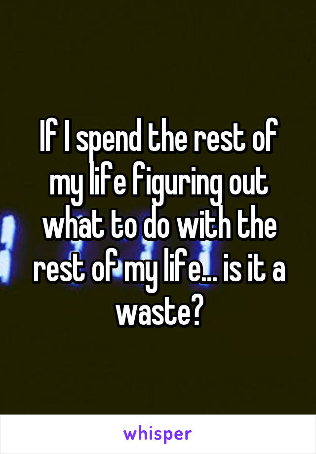 If I spend the rest of my life figuring out what to do with the rest of my life... is it a waste?